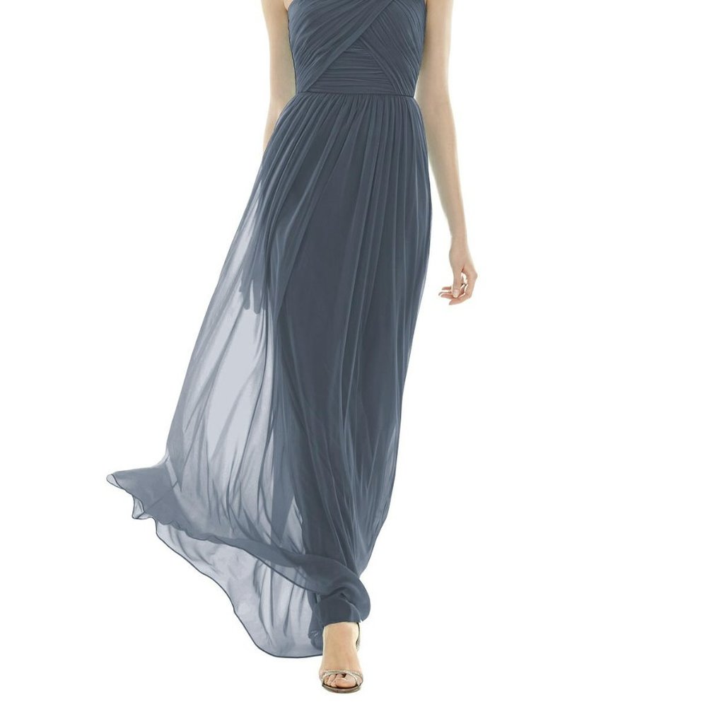 One-Shoulder Asymmetrical Draped Wrap Maxi Dress...TH106....Silverstone..Size 2 - Picture 2 of 6